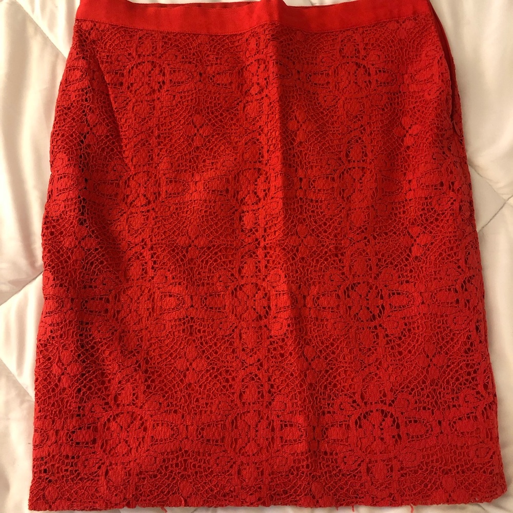 The Limited Red Lace Pencil Skirt, Size 8